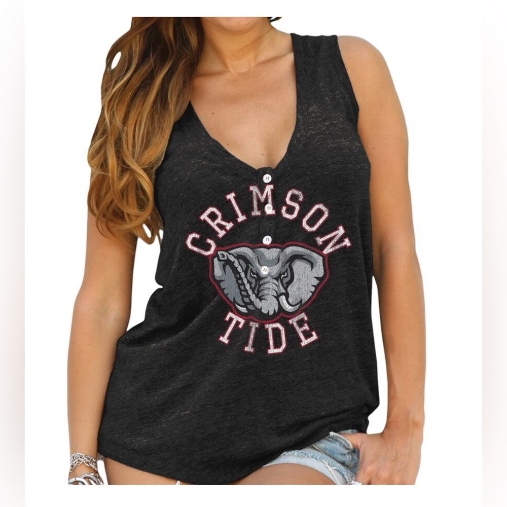 NWTs Alabama Crimson Tide Original Retro Brand Women's Relaxed Henley V-Neck.